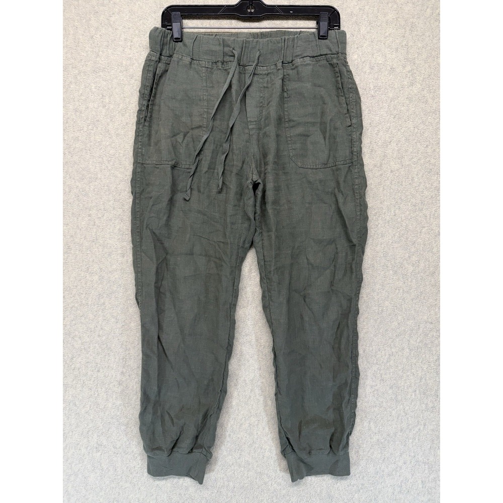Caslon Women's 100% Linen Jogger Pants Olive Green‎ Drawstring Size Small